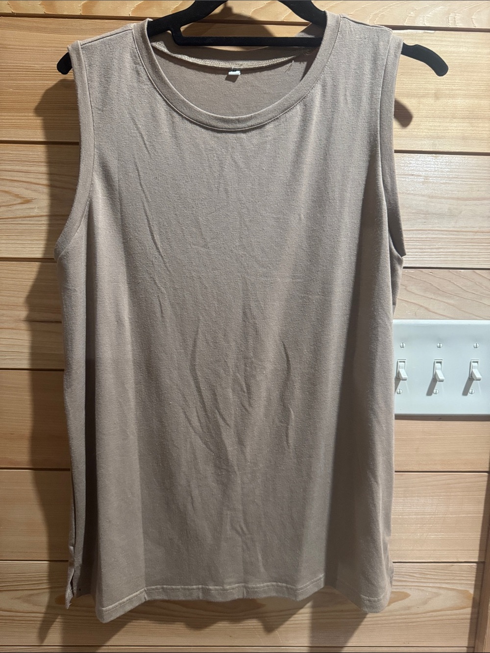 Sleeveless Beige Knit Tank Top